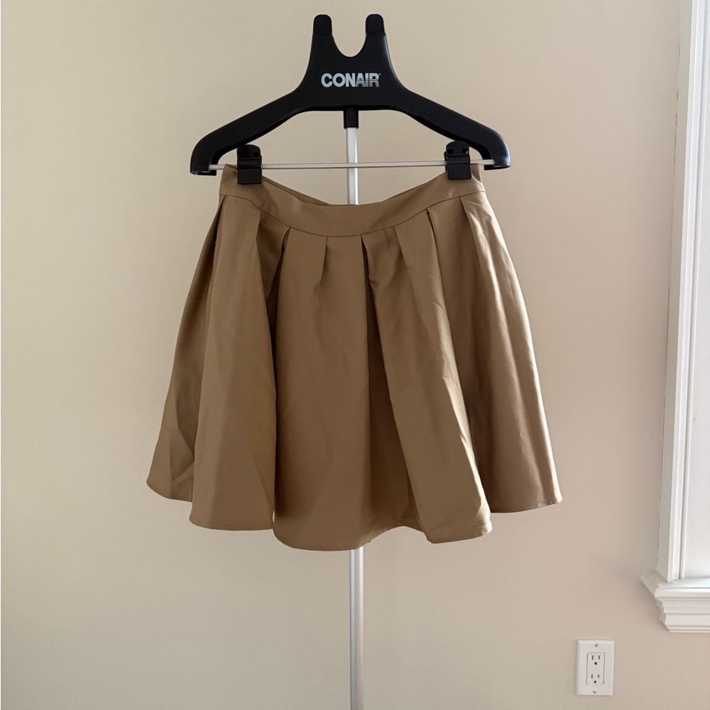 Classic Pleated Skater Skirt - Tan